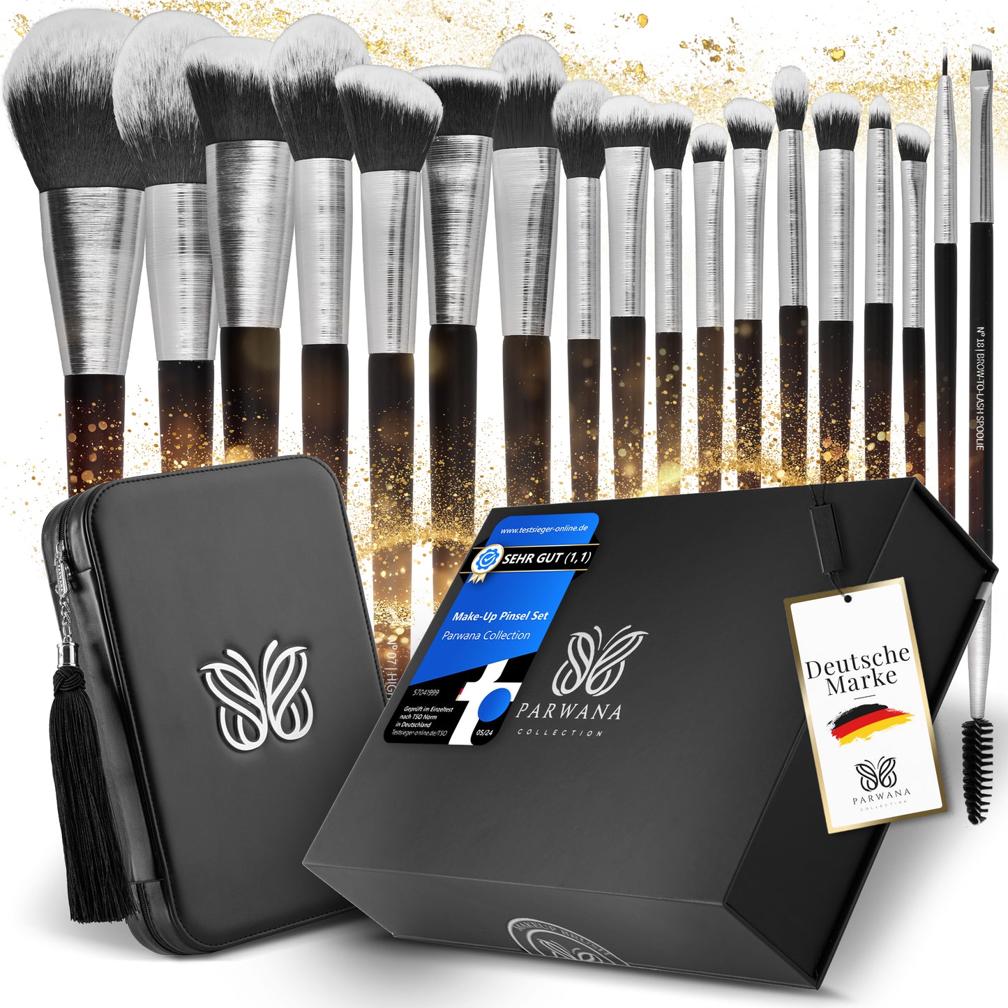 Parwana Collection Make Up Brush Set [18 Brushes] SILVER