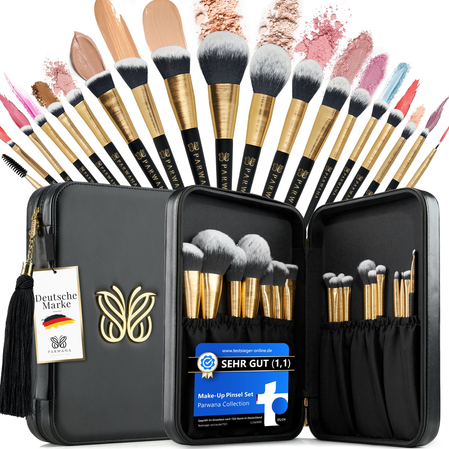 Parwana Collection Make Up Brush Set [18 Brushes] GOLD