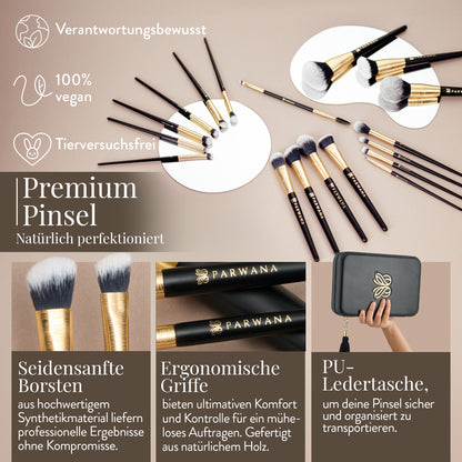 Parwana Collection Make Up Brush Set [18 Brushes] GOLD