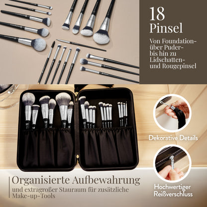 Parwana Collection Make Up Brush Set [18 Brushes] SILVER