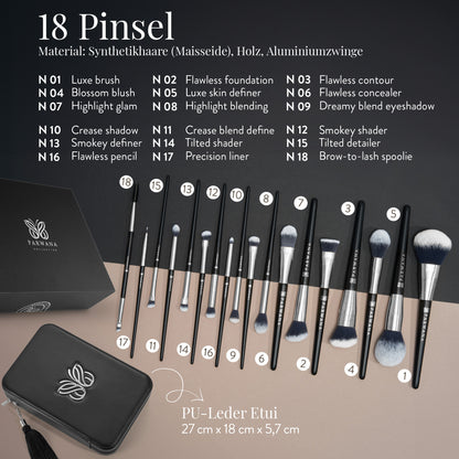 Parwana Collection Make Up Brush Set [18 Brushes] SILVER